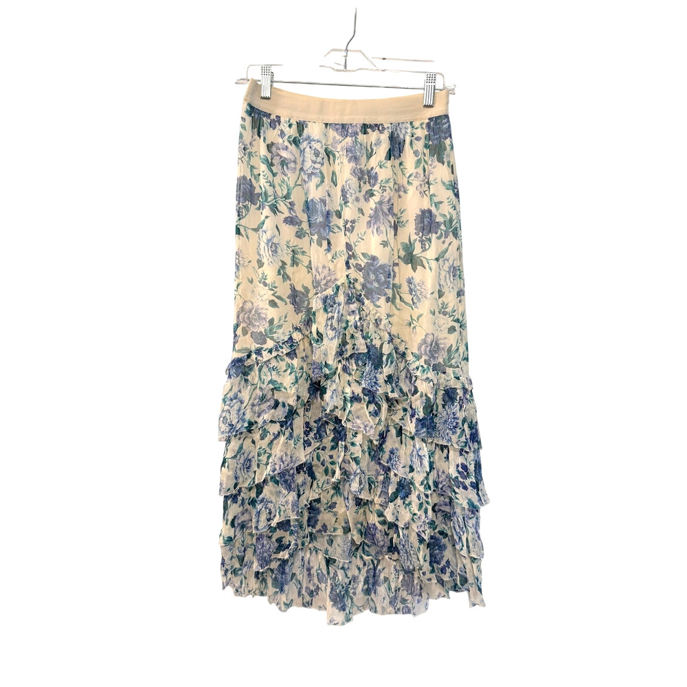 Zimmermann 0 /UK 8/US 4 Moncur Floral Silk chiffon Midi Skirt $995 Ruffle NWT - Picture 2 of 13